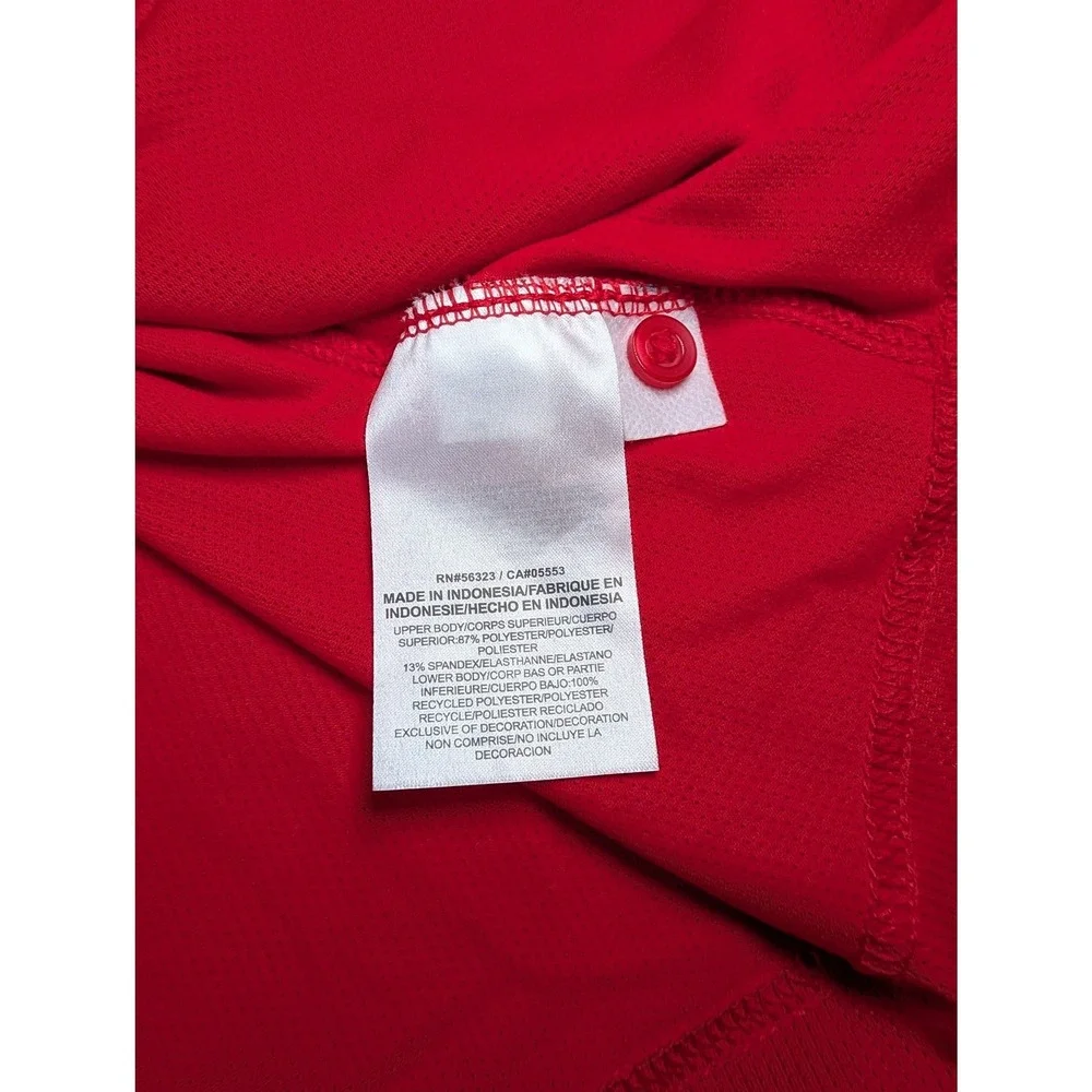 Nike Ohio State Buckeyes Polo Mens Small Red Dri-FIT Short Sleeve Striped Shirt